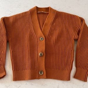 Everlane Cotton Texture Cardigan in Rust